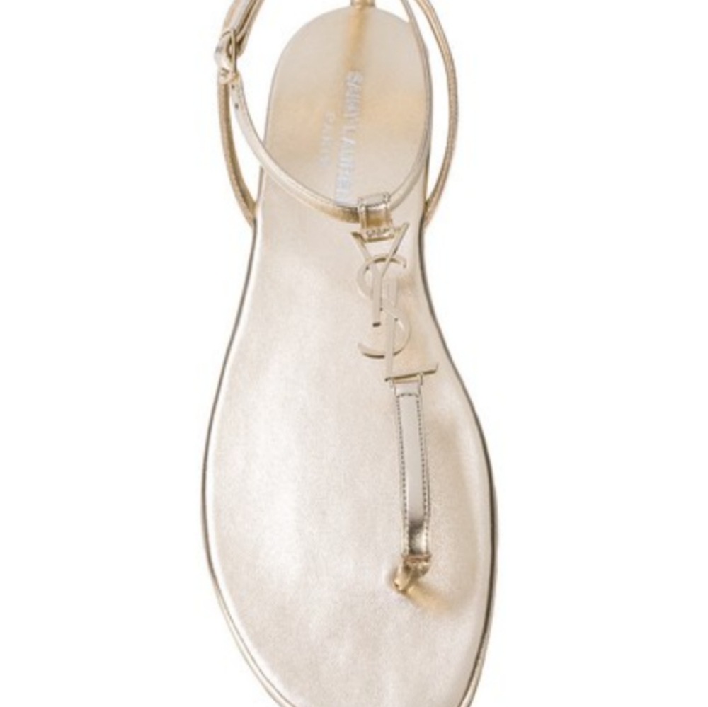 YSL Logo Nu Pied Gold Thing Sandal